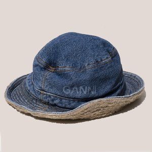 GANNI Blue Denim Teddy Bucket Hat